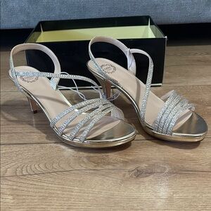 Shimmering Silver Strappy Women's Heels